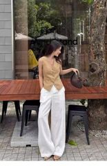 VGU0140-Set áo gile nâu, quần dài Trắng
