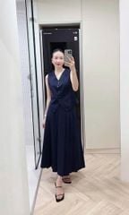 TQ4194-Set áo gile, CV dài xếp ly X.Đen