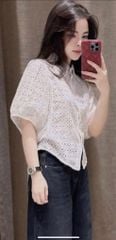 KS0701-Áo thêu Trắng (áo lẻ - có dây cột eo)