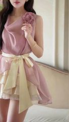 VGU0163 SET ÁO TƠ TÍM TAG HOA, CV REN TẦNG KEM + ĐAI