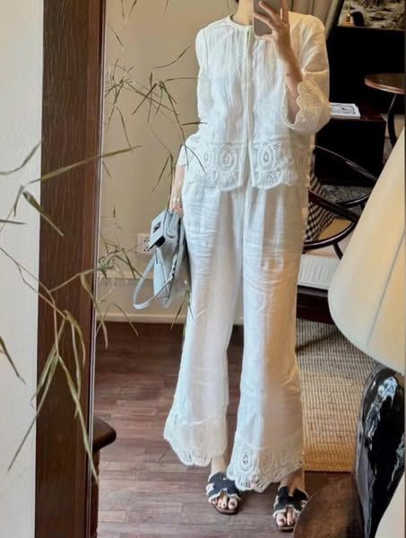 VGU0197-Set áo+quần phối ren CC