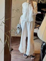 VGU0197-Set áo+quần phối ren CC