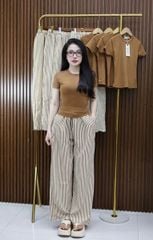 TQ4219-Set áo thun +quần dài sọc Nâu