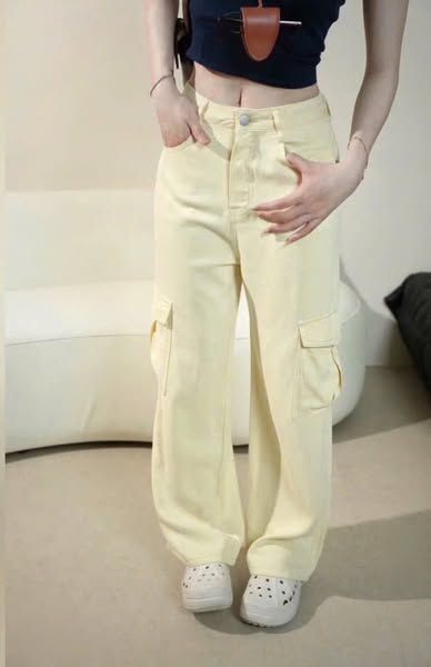 VGU0154-Quần jean túi hộp Kem (quần lẻ)