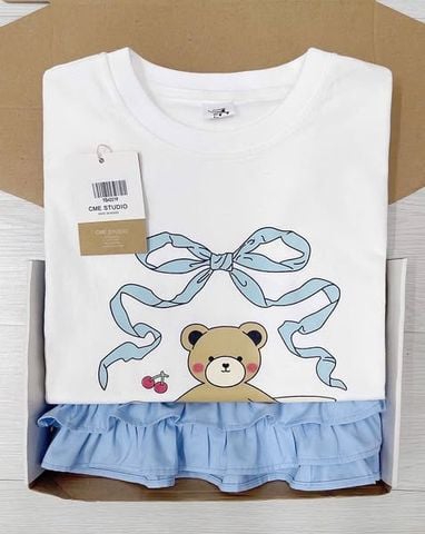 TQ4221 - Set Áo Thun In Hình - Quần Short Xanh