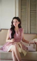 VGU0163 SET ÁO TƠ TÍM TAG HOA, CV REN TẦNG KEM + ĐAI