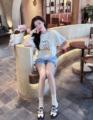 TQ4221 - Set Áo Thun In Hình - Quần Short Xanh
