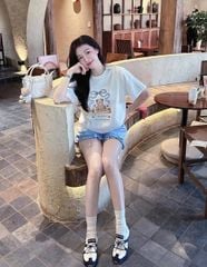 TQ4221 - Set Áo Thun In Hình - Quần Short Xanh