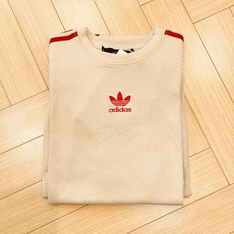 LEN0686-Set thể thao áo croptop+quần suông phối sọc CC (Kem)
