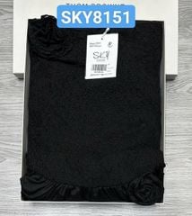 SKY8151-Đầm tay dài phối tùng đính hoa Đen