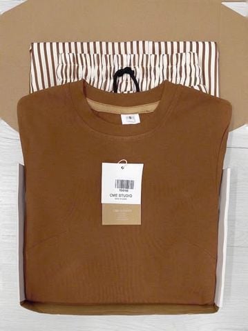 TQ4219-Set áo thun +quần dài sọc Nâu