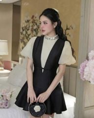 SKY8135 SET SƠMI CỔ KẾT CƯỜM + YẾM ĐEN