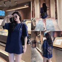 TQ4227-Áo thun in chữ 2 mặt Xanh Đen (áo lẻ)