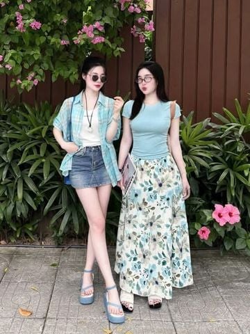 KS5105-Set áo thun vàng, CV hoa Nâu