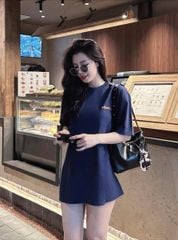 TQ4227-Áo thun in chữ 2 mặt Xanh Đen (áo lẻ)