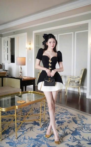 SKY8213-Set TK CC áo pelum cúp ngực, CV ngắn Đen (áo kem)