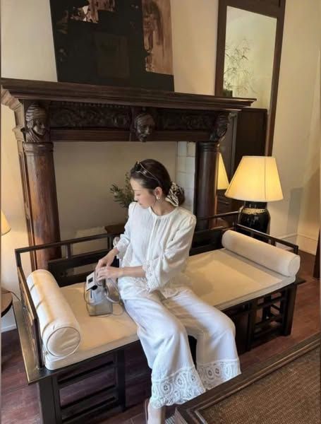 VGU0197-Set áo+quần phối ren CC