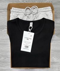 TB8269-Set áo thun body, CV dài Xám (áo đen)