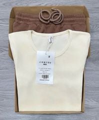 TB8270-Set áo thun body, CV dài Nâu (áo kem)