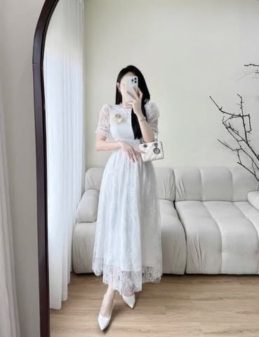 VGU0244-Đầm ren TK đính hoa CC