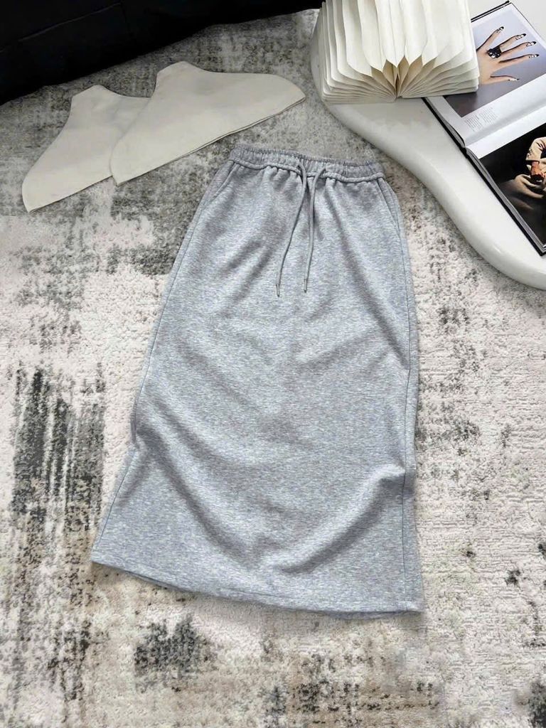 TB8269-Set áo thun body, CV dài Xám (áo đen)