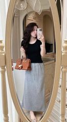 TB8269-Set áo thun body, CV dài Xám (áo đen)