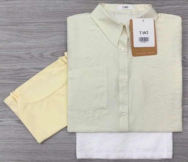 KS0718-Set 3 món CC (áo sơ mi, áo thun 2dây, quần dài)