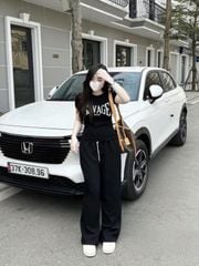 SKY8261-Set áo thun in chữ nhúng eo, quần suông phối cạp Hồng