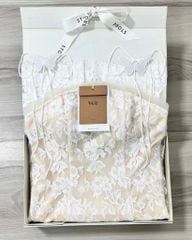 VGU0259-Đầm ren hoa cột dây vai Kem