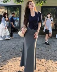 VGU0256-Set áo kiểu, CV dài Xám