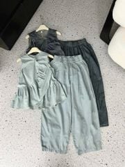 VGU0232-Set áo kiểu sát nách, quần jean CC Xanh Nhạt
