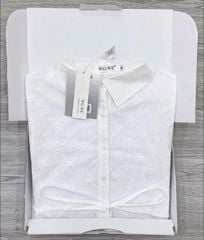 KS0701-Áo thêu Trắng (áo lẻ - có dây cột eo)
