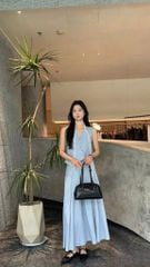 VGU0253-Set áo gile kiểu, CV dài xếp ly Đen
