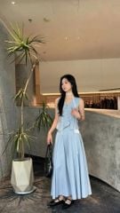 VGU0253-Set áo gile kiểu, CV dài xếp ly Đen