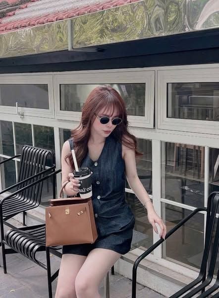 TB5732-Set áo kiểu+quần short Xanh Đen