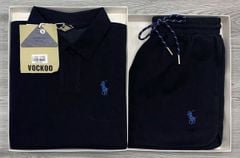 KS0728-Set thun Umi, áo nhúng eo+quần short thêu ngựa Đen