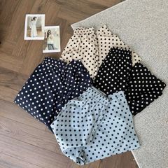 TQ4277-Quần suông linen họa tiết chấm bi màu Da