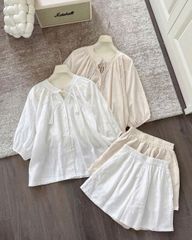TQ4285-Set áo tay lỡ, quần short Trắng