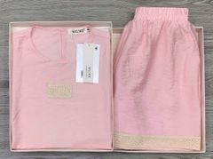 KS0770-Set áo phối chân ren, quần short Hồng