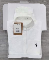 KS0773-Set linen, áo phối túi thêu ngựa, quần short Trắng