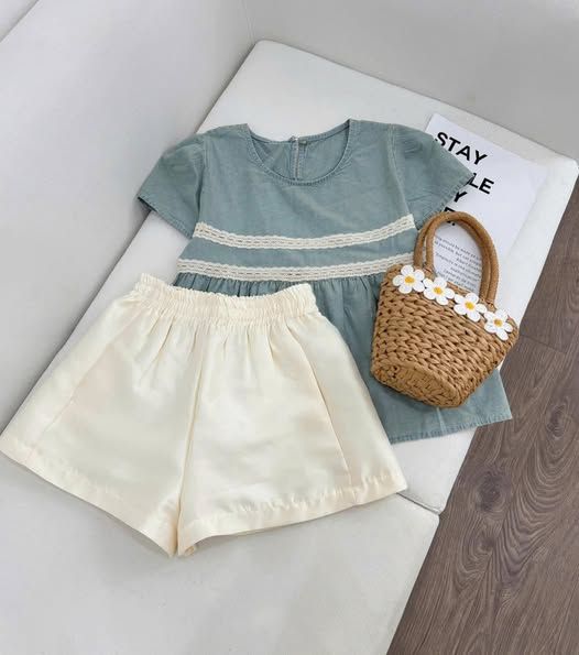 KS0699 - SET ÁO PHOM BABY DOLL + QUẦN SHORT TRẮNG