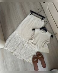 VGU0347-Set len hè, áo sát nách+CV dài Nâu