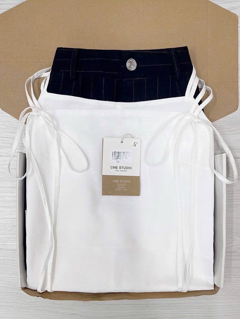 TQ4276-Set áo 2 dây trắng, quần short