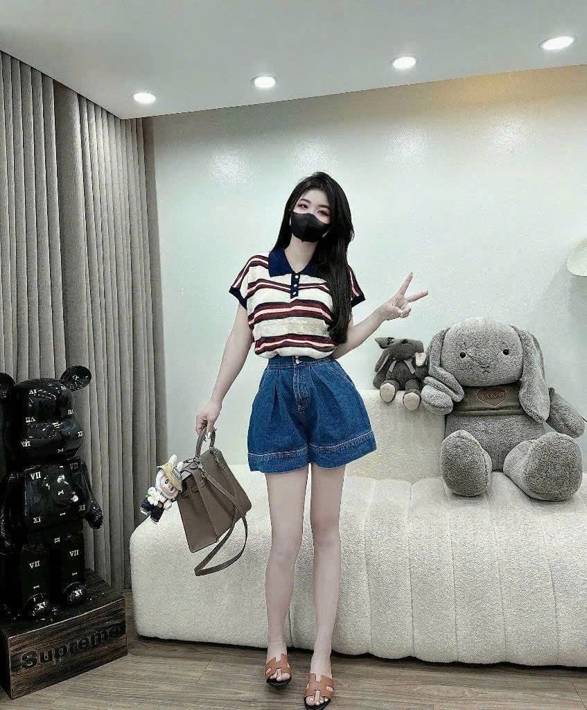 TB8328-Quần short Jean Xanh  Đậm  (quần lẻ)