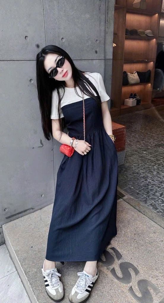 TB8370 SET ĐẦM ỐNG + ÁO THUN