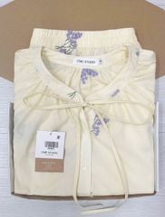 TQ4301-Set áo tay kiểu+quần short thêu hoa Kem
