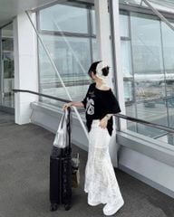 TB8377-Chân váy đuôi cá thêu Trắng (lẻ)