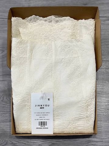 TB8378-Chân váy đuôi cá thêu Kem Vàng (lẻ)