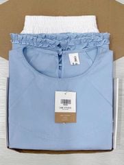 TQ4299-Set basic áo xanh+ quần short nhúng bèo tầng Trắng