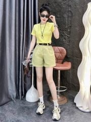 SKY8388 Set áo thun Vàng, quần short + đai